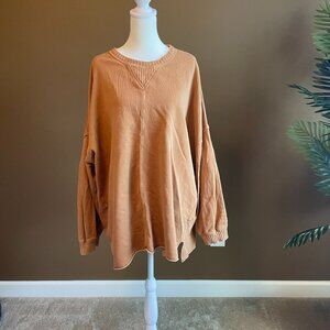 Aerie Orange Crew neck Sweatshirt with a few holes